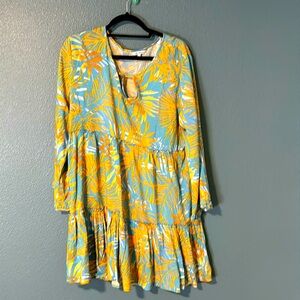 Baby Doll dress size large blue abd orange